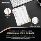 Commission Voucher Book CV-59-3 Part Carbonless Forms, Triplicate NCR Receipt Book, Snap-Out Pre-Punched with File Holes Commission Vouchers, Blue Ink, 4.25 x 5.625 Inch - Pack of 400