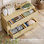 LGHM Fluted Dresser for Bedroom with 6 Drawers, 6 Drawer Dresser, 50" W Chest of Drawers Closet Organizers & Storage Clothes -Solid Semicylinder Fluted Drawers, Bold Reinforcement Metal Frame, Oak