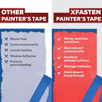 XFasten Blue Painters Tape Bulk, 1.88 Inch x 60 Yards, 1440 Yards Total (24-Pack) Blue Painters Masking Tape Bulk - Sharp Edge Line Technology, Produces Sharp Lines | Residue-Free Wall Trim Tape