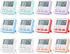 Weewooday 12 Pcs Digital Kitchen Magnetic Timer Bulk Classroom Count up Countdown Timer Large Digits Egg Loud Alarm Cute Desk Stopwatch for Teacher Kids Cooking Office(Pastel Colors,Classic Style)