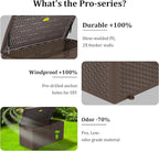 Decksplore 180 Gallon Pro Outdoor Storage Box Waterproof Lockable Resin Deck Box Large, Patio Storage Bin for Pool Accessories Cushion Furniture, Garden Tools, UV-Resistant Outside Delivery Brown