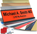 Personalized Name Plate with Choice of Mounting Holders for Walls, Doors, Cubicles, Hanging and More - Custom Orange Plastic Black Letters - USA Made 2x6 - B11