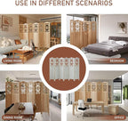 ALeesing 6 Panel Room Divider Fully Assembled, Carved Room Dividers and Folding Screens, 5.6Ft Wood Room Divider Screen Freestanding Partition Wall Dividers for Home Bedroom Office, Rustic Wood Color