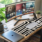 iCasso Gaming Mouse Pad (35.4x15.7 in), Large Stable Rubber Base Mousepad with Stitched Edges, Keyboard Mouse Mat for Work, Game, Office, Home - Curve