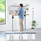 VIVO Electric 55 x 28 in Standing Desk, Memory Height Adjustment, 1B Series, Holds 220 lbs, One-Piece Light Wood Top, Gray Frame, DESK-KIT-1G55C