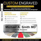 Custom Name Plate with Choice of Mounting for Walls, Doors, Cubicles, Hanging and More - Personalized Brushed Silver Plastic Black Letters - USA Made 2x12 - M1
