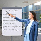 Sunnydaze Adjustable Magnetic Whiteboard Easel – Rolling Dry Erase Board with Flip Chart for Office, Home, or School