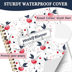 Undated Weekly Planner- Weekly Goals Notebook, A5 To Do List Planner, Habit Tracker Journal with Spiral Binding（Flower-1）