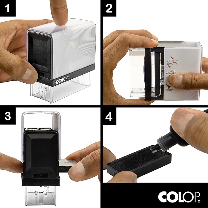 COLOP XXL Size Self Inking Custom Signature Stamp - Choose from Many Fonts & 15 Ink Colors
