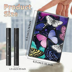 BWEGRHE Slim Credit Card Holder, Color Butterfly RFID Blocking Metal Wallet for Men & Women, Aluminum Minimalist Hard Case Pocket-Sized Business Cards Organizer (Fits Up to 10 Cards)