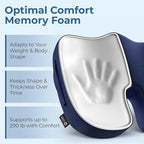 5 STARS UNITED Seat Cushion for Tailbone Pain Relief – Memory Foam Cushion for Coccyx, Hip, Sciatica & Post-Surgery Recovery – Wheelchair, Car, Desk, Gaming & Office Chairs, Blue, X-Large