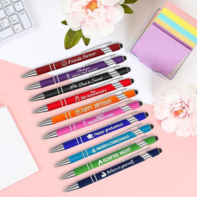 Personalized Pens Bulk 50 100pcs with Name Logo,Custom Black Blue Ink Pens, Customized Funny Quote Motivational Saying,Back to School Supplies, Graduation Office Coworker Thank You Appreciation Gifts