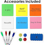 Whiteboard Set - 24 x 18 in Dry Erase Board with 1 Magnetic Eraser, 4 Dry Wipe Markers, 4 Magnets and 6 Magnetic Labels - Wall Hanging Reminder Kanban White Board for Home and Office (24x18 inch)