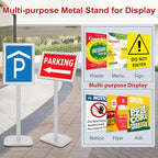 VAIIGO 3 Pack Heavy Duty Standing Sign Holder 11x17 Inch - Pedestal Floor Sign Stand with Weighted Base - Vertical & Horizontal Poster/Menu Display Stands for Indoor/Outdoor Advertising, Silver