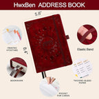 Address Book with Colorful Alphabetical Tabs (8.4" x 5.7") – Hardcover Contact Organizer for Website Passwords, Telephone, Software Licenses, and Important Information – Dark Brown