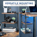 VIVO Clamp-on 13 inch Above or Below Desk 2-Tier Shelving Unit for Table Accessories, Gaming Devices, and More, Storage Tray, Desktop Organizer, Rustic Vintage Brown, STAND-SHELF2C-N