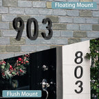 6" Floating Stainless Steel Address House Number, Modern Metal Anti-Rust House Numbers with Nail Kits for Door Garden Mailbox Decor Visibility Signage (4)