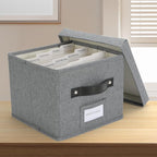 TARSUKA Greeting Card Organizer with dividers - Storage Box with lid Holds 150+ Cards - Assortment Box for Greeting Cards,Recipes, Photos, Envelopes, Keepsake - 9 x 9 x 7 Inches (Gray, 1 pcs)