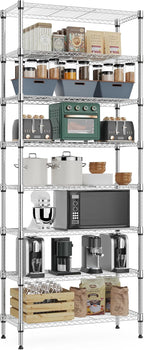 M MZG 8 Tier 2000 lbs Storage Rack Metal Wire Shelving Unit, Storage Standing Shelf Organizer for Laundry Bathroom Kitchen Pantry Closet Garage Utility Room, Chrome 13.8" D x 23.6" W x 79.5" H