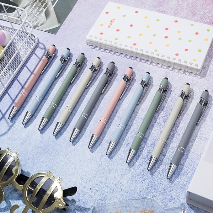 Personalized Custom Pens in Bulk – Engraved Black Ink Ballpoint Pens for Business Gifts, Customizable Writing Pens for Men and Women(Morandi)