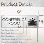 Conference Room Sign Office Meeting Sign, Brushed Silver, Engraved, 3" x 9", Fade Resistance, Indoor/Outdoor Use, USA MADE By My Sign Center