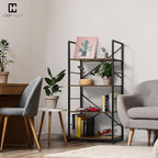 CAPHAUS 4 Tier Bookshelf, 24 Inch Width Free Standing Shelf, Bookcase Shelf Storage Organizer, Industrial Book Shelves for Home Office, Living Room, Kitchen, Rustic Oak Vintage Shelves & Metal Frame