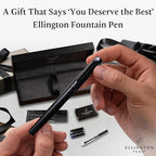 Ellington Pens Luxury Fountain Pen Set - Smooth Fine Nib - Includes 3 Ink Cartridges, Refillable Ink Converter, Gift Box - Fountain Pens For Writing, Calligraphy, Journaling, Sketching (The Stealth)