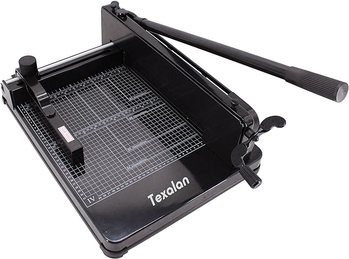 TEXALAN Heavy Duty Guillotine Paper Cutter - 400 Sheets Capacity, A4 12" Stack Paper Trimmer, Steel Base, Black