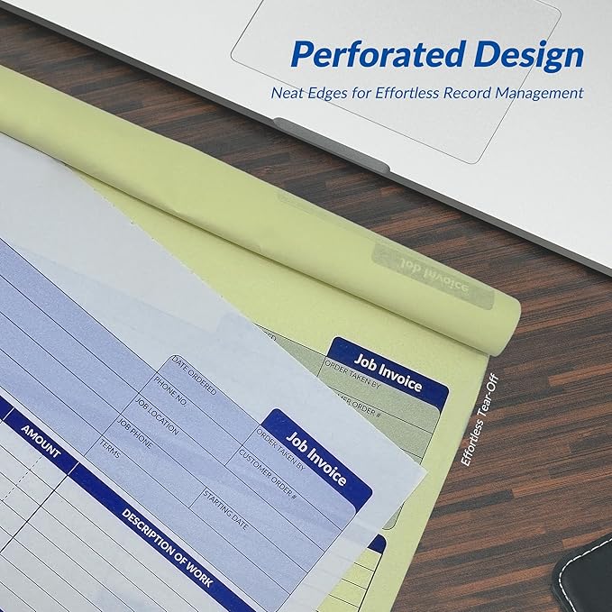 Harfesto Job Work Order Forms, Large Size Contractor Invoice Book 8-1/2" x 11-7/16", Invoice Receipt Book for Small Business, 2-Part Carbonless Forms, 100 Sets (2 Books)