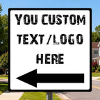 Custom Square Left Arrow Signs - 18 * 18 inches - Optional reflective，High-definition arrow, for parking lots 、 corridors、basement