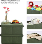 HOONEX Storage Bins with Lids for Organizing, Pack of 2, Storage Boxes with 2 Carrying Handles and Sturdy Heavy Cardboard, 16.5" L x 11.8" W x 7.5" H for Shoes, Books, Clothes, Olive