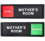 Mother's Room Sign – Privacy In Use / Available Slide Switch Sign, Premium Durable Acrylic Material, Super Strong Self-Adhesive, Quick Installation, Suitable For Your Home And Business ( 9×3 Inches, Black)