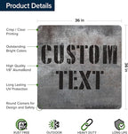Custom Sign, Custom Street Sign, 11 Font Colors, 13 Font Styles, 4 Hole Options, 22 Sizes, 36x36 Inches, Rust Free DiBound, Fade Resistant, Made in USA by My Sign Center (Grunge Metal)