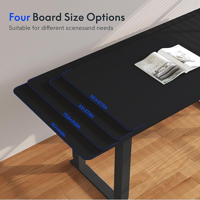 FLEXISPOT 4 Legs Standing Desk 55 x 28 Inch Electric Adjustable Height with Splice Board Home Office Sit Stand Up Desk, Black Top + Black Frame