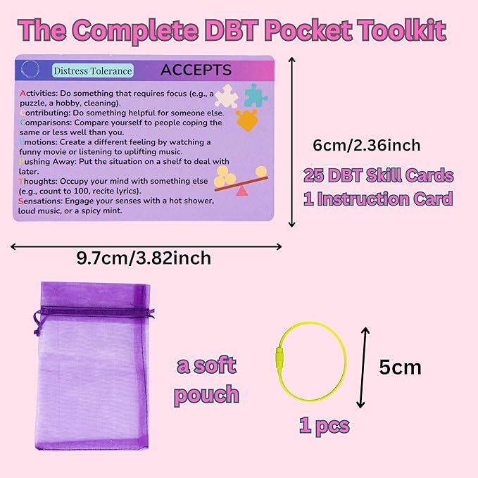 DBT Skills Coaching Cards with Guided Examples & Goals – 25 Flashcards for Emotional Regulation, Stress Relief & Coping Tools – for Teens & Adults