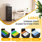 Reegangfa 4 Drawer File Cabinet with Lock, 18" D Metal Vertical Filing Cabinets, Steel File Storage Cabinets for Home Office, Hanging A4 Legal/Letter Size Narrow File Cabinet, Assembly Required
