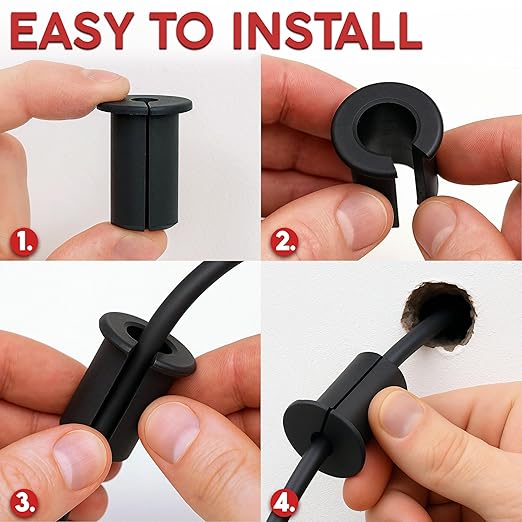 4 Pack 3/4" Silicone Cable Wall Grommet Compatible with Starlink, Waterproof Cable Pass Through, Split Wire Routing Bushing for Indoor Outdoor Use