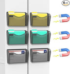 samstar 6 Pack Magnetic File Holder, Mesh Wall File Organizer File Pocket Mail Organizer Paper Folder Holder for Office/Home, No Drilling(Magnetic)