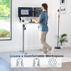 VIVO Electric 43 x 24 in Standing Desk, Memory Height Adjustment, 1B Series, Holds 220 lbs, One-Piece White Top, Gray Frame, DESK-KIT-1G4W