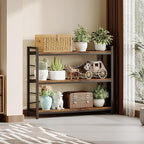3 Tier Bookshelf 39.37" Width, Dorm Desk Hutch, Desk Shelf, Long Industrial Bookcase, Wooden Large Book Shelf for School Home Living Room Bedroom Office Storage(Vintage)