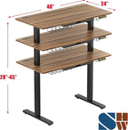 SHW 48-Inch Electric Height Adjustable Standing Desk with Drawer, Memory Preset and Cable Management Tray, Walnut