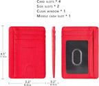 TOURSUIT Travel Minimalist Slim Front Pocket Wallet for Men Women, RFID Blocking Credit Card Holder Case (Red)