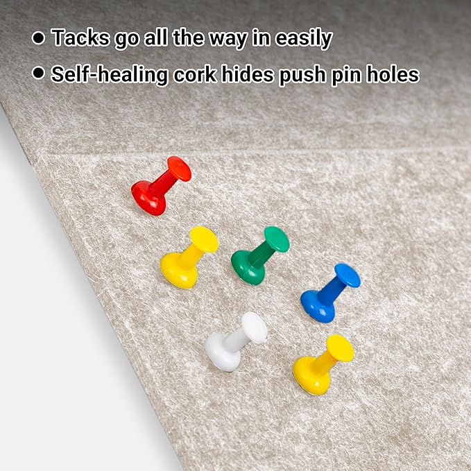 AKTOP Cork Board Bulletin Board 24"x36", 6 Pack Removable Felt Cork Board Tiles for Wall, Large Corkboard Notice Pin Board for Office, School & Home,24 Safe Adhesive Tabs, 20 Push Pins, Latte