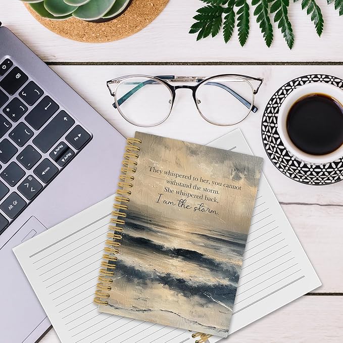 Inspirational Beach Spiral Notebook, Motivational Ocean Journaling Notebooks for Note Taking, Motivational Hardcover Journals for Women 160 Pages 5.5x8.3 Inch, Inspirational Empowerment Gifts