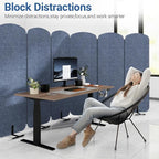 Natwind 5 Panel 122.8 x 71 in Office Room Privacy Protect Space Divider Portable Partition,Wall Folding Cubicle Indoor Freestanding Acoustic Partition Temporary for Office Room, Navy Blue