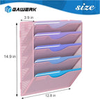 Gawerk 5 Tier Hanging Wall File Organizer, Mesh Mail Paper Orgnization Hanging File Folder Holder for Home Office, Pink