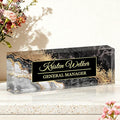 Ship Next Day-Custom Name Plate for Desk, Desk Name Plate Personalized, Acrylic Office Desk Accessories, Appreciation Gifts for Coworkers Employee Teachers Boss Women Men (Black Coast)