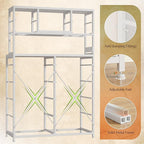 EnHomee 62.8" H Dresser for Bedroom with Multiple Fabric Drawers,White Dresser with Charging Station and LED Lights,Dressers & Chests of Drawers for Bedroom, Steel Frame & Wooden Top, Entryway
