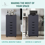 Naomi Home Carly 6-Drawer Craft & Office Storage Cabinet, – Mobile Filing Unit with Wheels, Spacious for Supplies & Documents, Under Desk Fit, 18.8" D x 15.7" W x 41.3" H