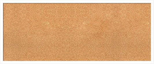 Amanti Art Natural Cork Board for Wall, 17x41 Vision Board with White Frame, Large Corkboard Office Decor for Home Organization, Modern Corkboard Pinboard to Display Items for Home Organization in